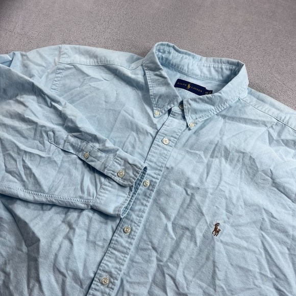 Polo Ralph Lauren Long Sleeve Button Down Shirt Mens 4XB Blue Flesh Pony - Picture 1 of 8